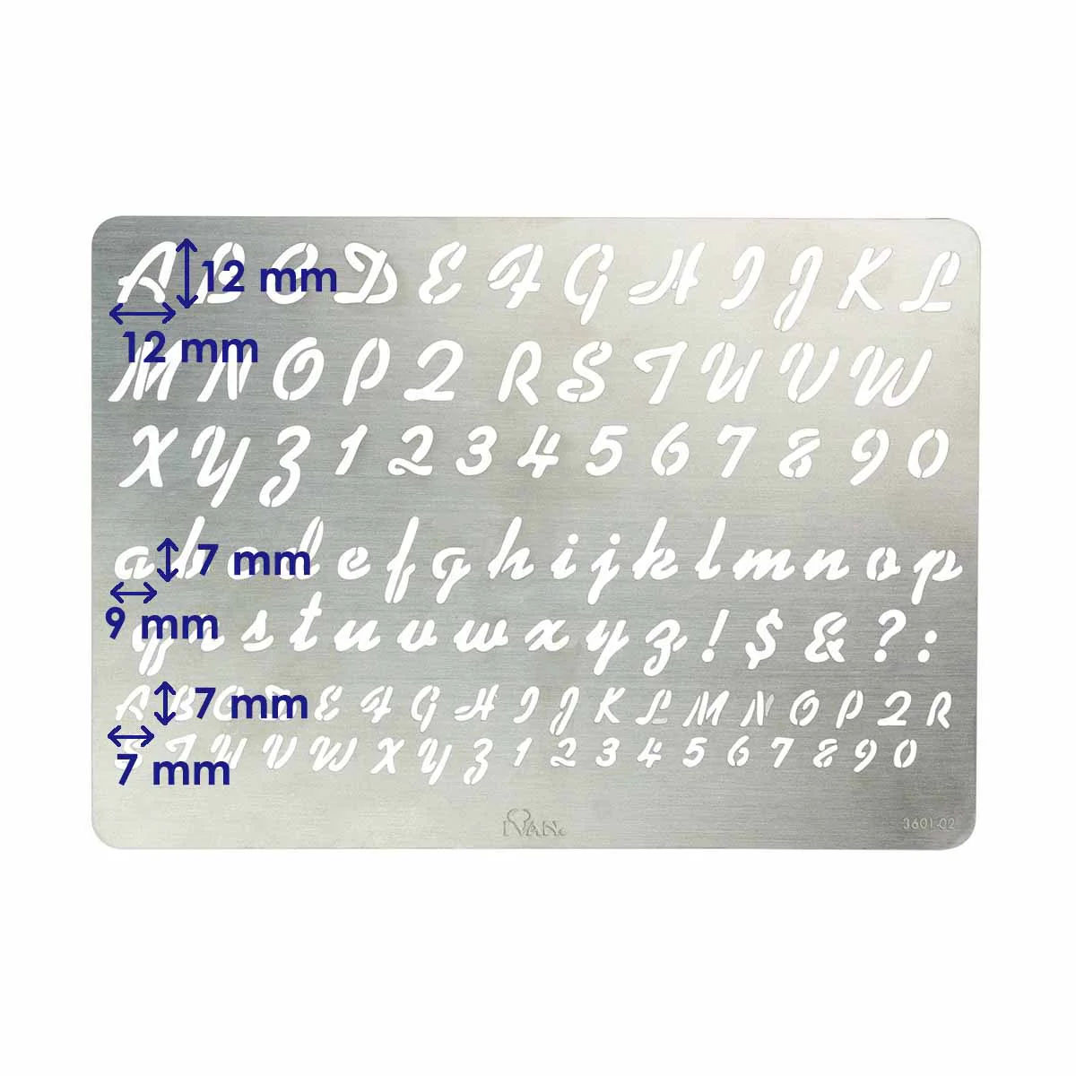 Plaque en acier pour dessins sur cuir avec pyrograveur - ALPHABET et CHIFFRES #2 - Ivan - Image 2