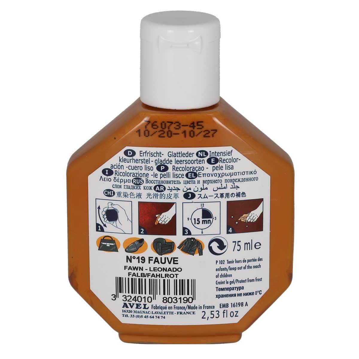 Recolorant pour cuir Juvacuir 75 ml Saphir - FAUVE 19 - Image 4