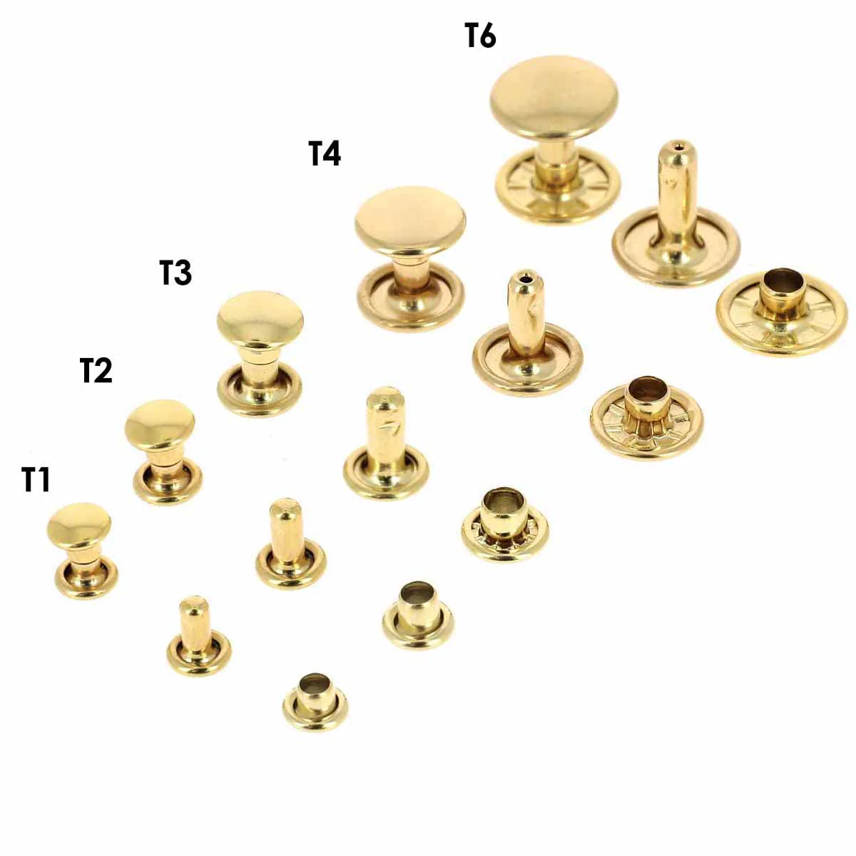 Lot de rivets moyens DOUBLE CALOTTE en laiton (T4) - Image 10