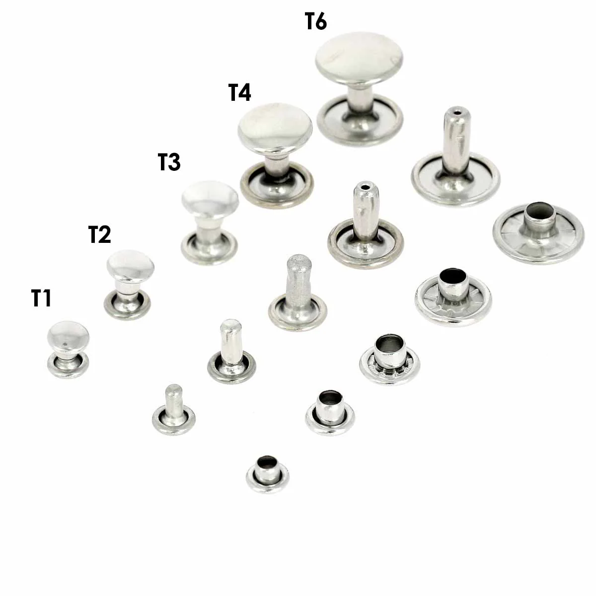 Lot de rivets moyens DOUBLE CALOTTE en laiton (T4) - Image 3