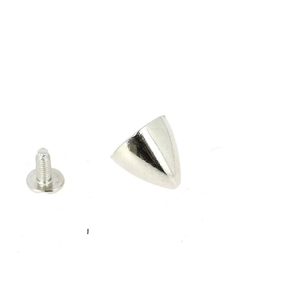 Rivet pointe - SPIKE - Pour collier - NICKELÉ - Long 12mm
