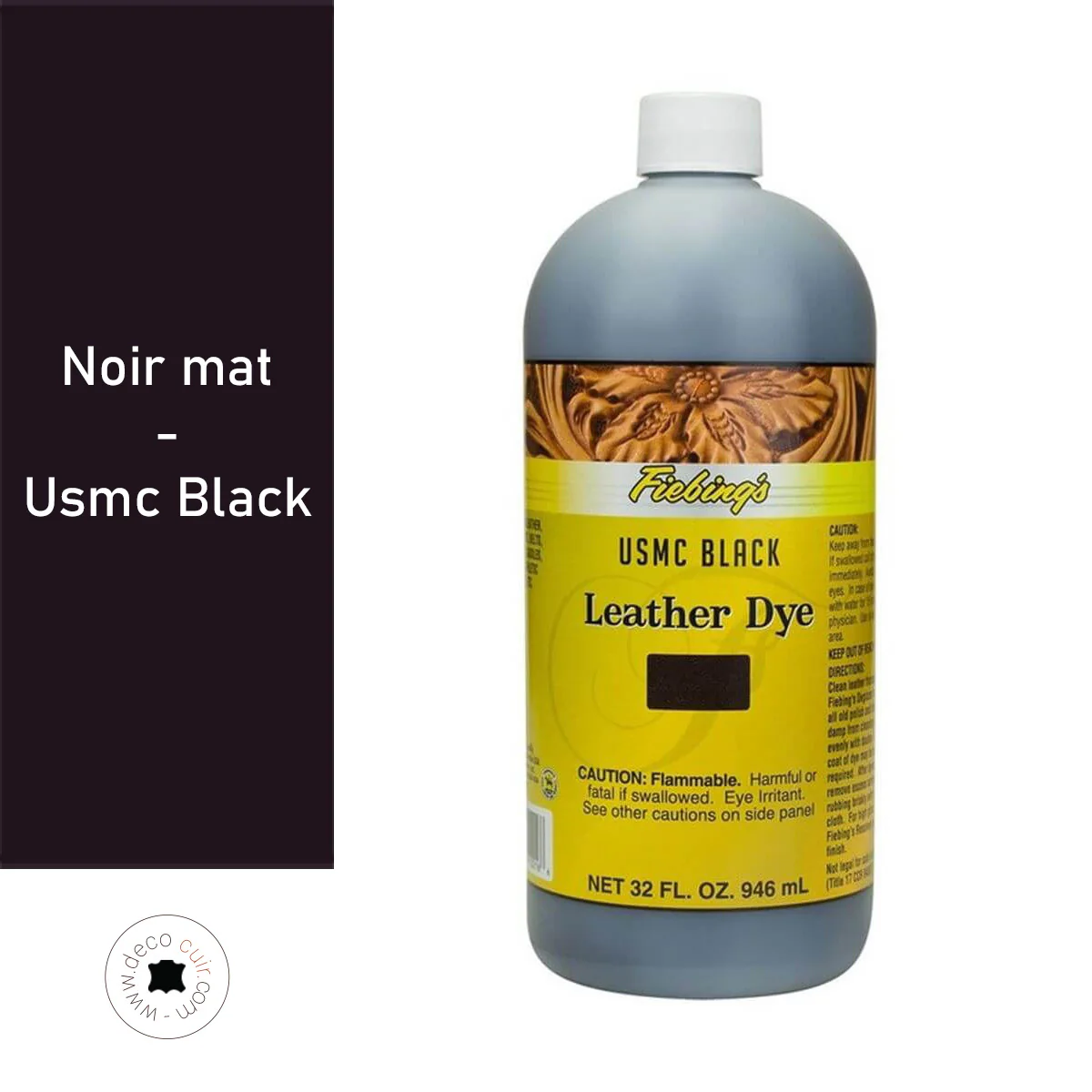 Teinture pour cuir FIEBING'S Leather dye - NOIR MAT / USMC BLACK - Image 3