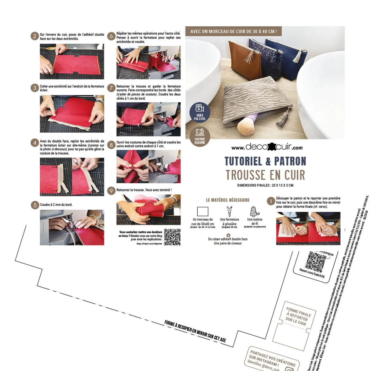 Tutoriel et patron trousse en cuir - Deco Cuir