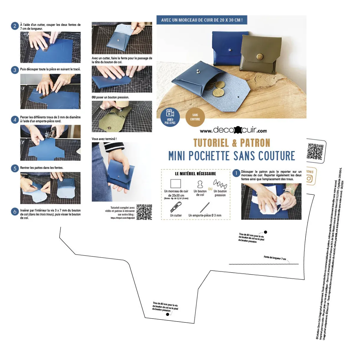 Tutoriel et patron mini pochette sans couture - Deco Cuir